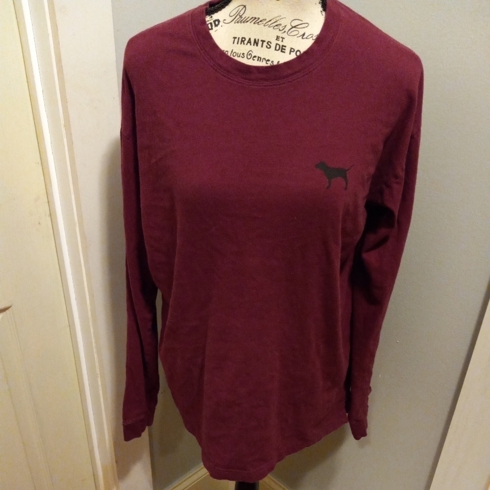 Pink Victoria’s Secret Women’s Caged Long Sleeve Scoop Neck Cropped Swea…